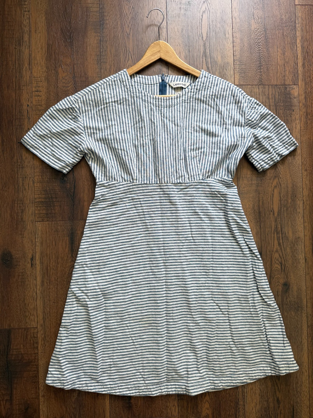 Lands’ End Linen Cotton Striped Coastal Nautical Preppy Dress Size 6